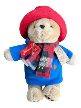 Rainbow Designs Paddington Bear Classic Red Plaid Scarf Stuffed Animal Toy